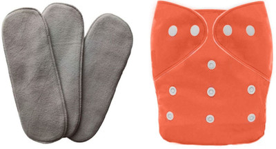 The Cheeky Kidzz Quirky Baby Adjustable Reusable Cloth Diaper And 3 Bamboo Microfiber Insert Pads