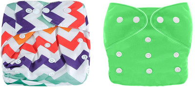 TINNY TOTS Baby Button Style Reusable 2 Cloth Diapers Adjustable Washable Nappies