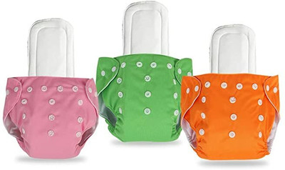 Miracle Moms Cloth daiper multicolour with 5 layer insert - New Born(3 Pieces)