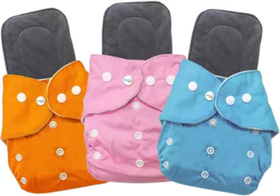 smilykid Baby Reusable,Washable Adjustable Diaper,(Pack of 3 Cloth Diapers+3 Insert pads)