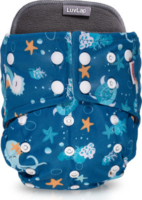 LuvLap Reusable Baby Diaper, High Absorption, Quick Dry, Blue Stars