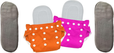 The Cheeky Kidzz Premium Washable Reusable Adjustable 2 Baby Cloth Diapers & 4 Wet-Free Inserts