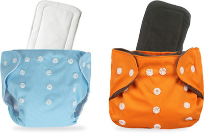 InEffable Baby Reusable Cloth Diaper Nappy With 5 Layered Microfiber Insert (Pack of 2)