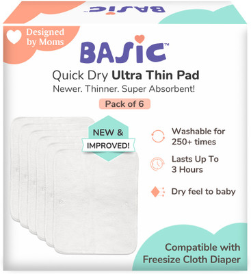 Superbottoms BASIC Quick Dry Ultrathin Pads |4 Layer Cotton Padding | Lasts Up To 3Hrs - 6pcs