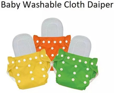 smilykid (Pack of 3 Cloth Diaper + 3 Insert), Multicolor 5 Layer Insert Washable for Baby