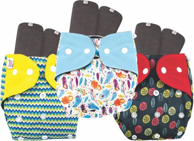 Beebaby Bumtelligent Reusable 3 Baby Cloth Diaper & 6 RapiDry Inserts, Side Leak-Proof.