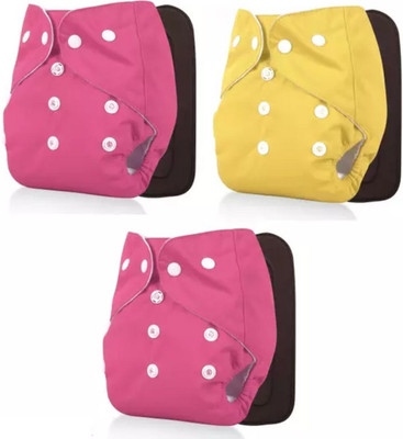 smilykid (Pack of 3 Cloth Diaper + 3 Insert), Multicolor 5 Layer Insert Washable for Baby