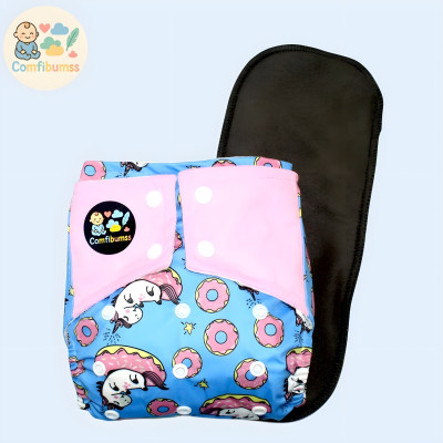 Comfibumss Reusable Cloth Diaper with 5-Layer Absorbent Charcoal Insert