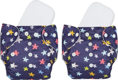 moms angel Baby Printed Cloth Diaper Washable & Reusable Nappy With White Insert(Pack of 2)