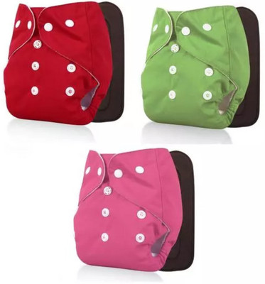 smilykid (Pack of 3 Cloth Diaper + 3 Insert), Multicolor 5 Layer Insert Washable for Baby