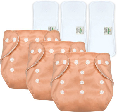 Bumpers The Baby Co. Reusable Baby Cloth Diaper with Insert – Leakproof, 3M–3Y, Orange, Pack of 3