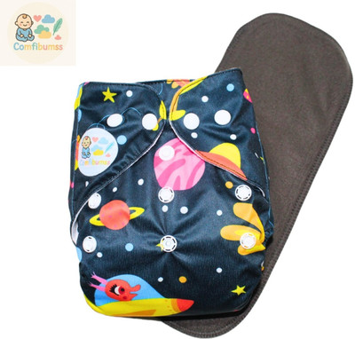Comfibumss Reusable Cloth Diaper with 4-Layer Charcoal Absorbent Insert