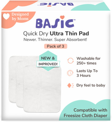 Superbottoms BASIC Quick Dry Ultrathin Pads |4 Layer Cotton Padding | Lasts Up To 3Hrs - 3pcs