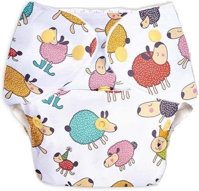 LEVOT Reusable Button Diaper Multi Color Pack of 1 Diaper & 1 Black 5 layer Insert