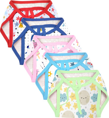 KidBee New Born Washable Reusable Cotton Diapers/Nappy/Langot, 0-6 Months (Pack of 5)