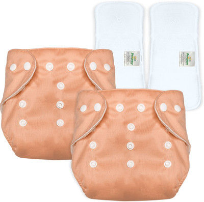 Bumpers The Baby Co. Reusable Baby Cloth Diaper with Insert – Leakproof, 3M–3Y, Orange, Pack of 2