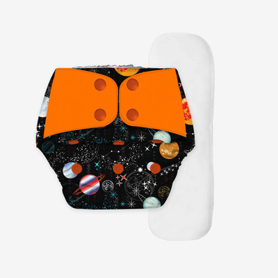 SNUGKINS Regular Reusable Cloth Diaper Contain 1 Pocket Diaper & 1 Soaker - Galaxy Ride