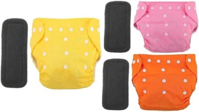 BADAL KIDZ Baby Washable 3 Cloth Diaper With 3 Insert Pads - M(6 Pieces)