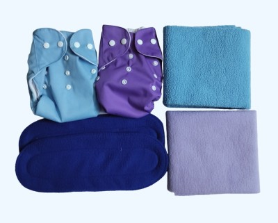 Maalove Skyblue Purple Cloth Diaper with Blue Insert & Dry Sheet Size 50x70cm Blue