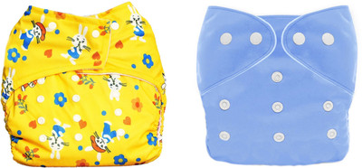 TINNY TOTS Baby Button Style Reusable 2 Cloth Diapers Adjustable Washable Nappies