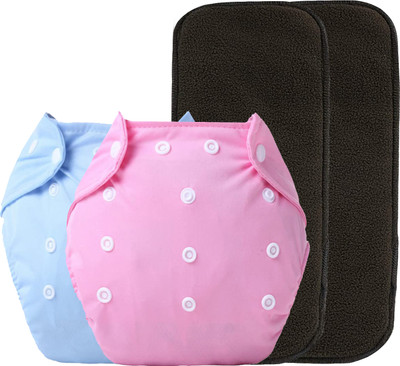 Jingle Kids Premium Quality Winter Autumn Special Fashionable Baby Adjustable All-In ---One Washable Reusable Cloth Diapers Nappies Pocket Button Style(Without Inserts) For Toddlers/Infants/New Borns(Pack of 2,BP)