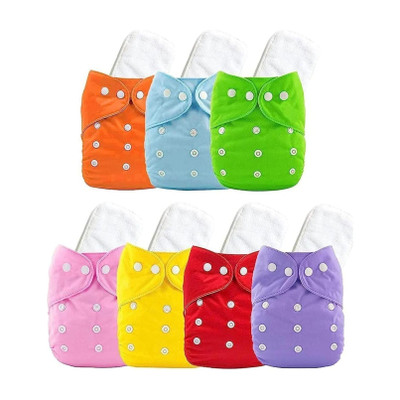 AEREX Washable 10 Baby Cloth Diaper, Adjustable Nappies & Bamboo 10 Inserts Pads