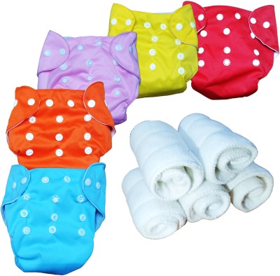 CLASSYFIT Baby Reusable Cloth Diaper Combo of 5 Cloth Diaper+5 Microfiber Insert