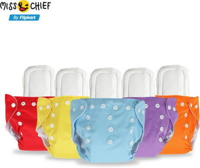 Miss & Chief Quirk Reusable Baby Washable Cloth Diaper With Insert 0 to 2 years (Pack of 5)