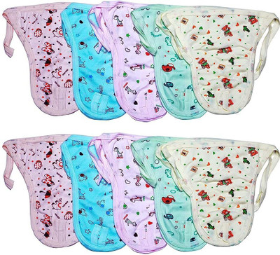 SHIV FASHION Newborn Premium Cotton Cloth Padded Washable Nappy, 0-3 Months (Pack of 10)