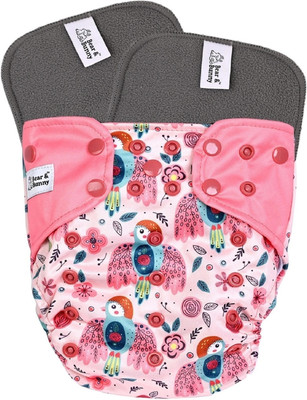 Bear & Bunny Washable Reusable Cloth Diaper,Free Size|for Kids 0-3 Yrs|1 Diaper & 2 insert