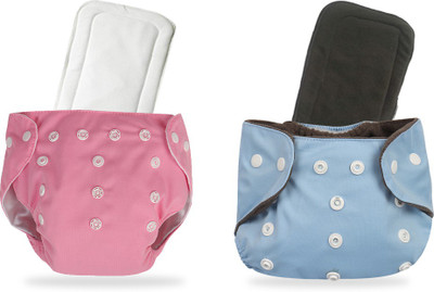 InEffable Baby Reusable Cloth Diaper Nappy With 5 Layered Microfiber Insert (Pack of 2)