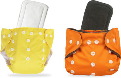 InEffable Baby Reusable Cloth Diaper Nappy With 5 Layered Microfiber Insert (Pack of 2)