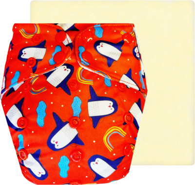 Dumbledo Reusable Eco-Friendly Dry Feel 1 Red Cloth Diaper with Insert