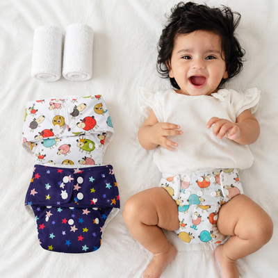 Superbottoms Reusable Cloth Diapers for Baby BASIC Pack of 2 | Adjustable & Washable | 3M–3Y