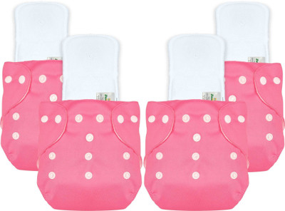 Bumpers The Baby Co. Reusable Baby Cloth Diaper with Insert – Leakproof, 3M–3Y, Pink, Pack of 4