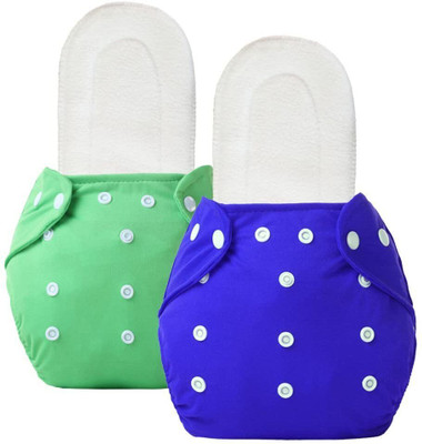 The Cheeky Kidzz Newborn 2 Adjustable Reusable Cloth Diapers & 2 Microfiber Bamboo Pads Inserts