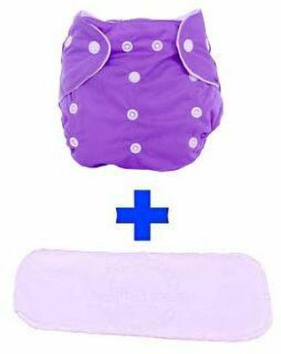 vsol Adjustable Quick Dry Washable Reusable Cloth Diaper Nappy With White 5 Layer Microfiber Bamboo Changing Insert Pads For Toddlers/Babies/New Borns (0-36 Months) - (1+ 1 Combo - 2 Pieces)