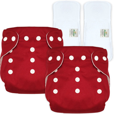 Bumpers The Baby Co. Reusable Baby Cloth Diaper with Insert – Leakproof, 3M–3Y, Red, Pack of 2