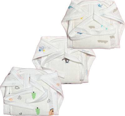 Dikary New Born Muslin Cloth Washable Reusable Double Layer Padded Diapers/Nappy