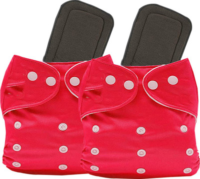 Softlia Reusable Washable Adjustable Button Diaper for Newborn Babies/Free Size Reusable Cloth Diaper for Babies ( PACK OF 2 DIAPER AND 2 INSERTS)