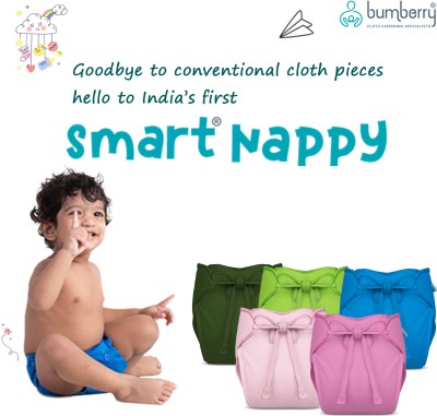 bumberry Baby Smart Nappy Reusable & Adjustable Cloth Diaper For Newborn (0-3 Months)