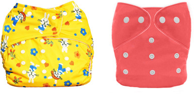 TINNY TOTS Baby Button Style Reusable 2 Cloth Diapers Adjustable Washable Nappies