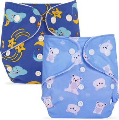 Bumpers Premium Reusable Cloth Diaper with 2 Insert Pads | 3M-3Y (Royal Blue + Sea Blue)