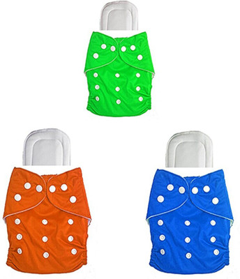 smilykid Baby Reusable 3 Cloth diapers + 3 Insert Pad, Adjustable Reusable Diapers