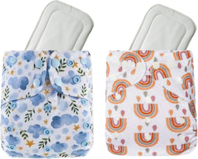 moms angel Baby Printed Cloth Diaper Washable & Reusable Nappy With White Insert(Pack of 2)
