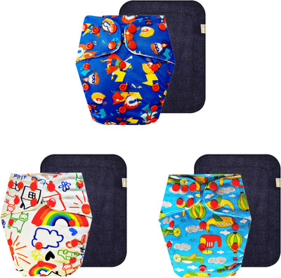 Dumbledo Reusable Eco-Friendly Dry Feel 3 Cloth Diaper With Black Pad