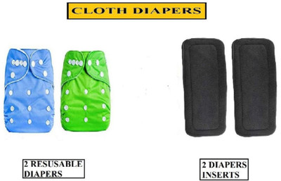 Jingle Kids Reuseable Adjustable Baby Premium Cloth Diaper with 5 Layered Charcoal Diaper Inserts