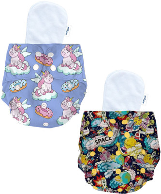 BUMTUM Baby Ultrahygiene Cloth Diaper With Insert Reusable,Unicorn + Space Old