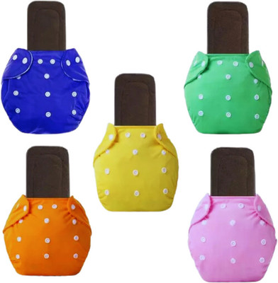 smilykid Multicolor Reusable Washable, Pack of 5 Cloth Diaper + 5 Insert for Baby