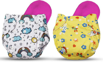 cozycomf Reusable Baby Cloth Diaper|2 Cloth Diaper+2 Inserts|Adjustable with Snap Buttons